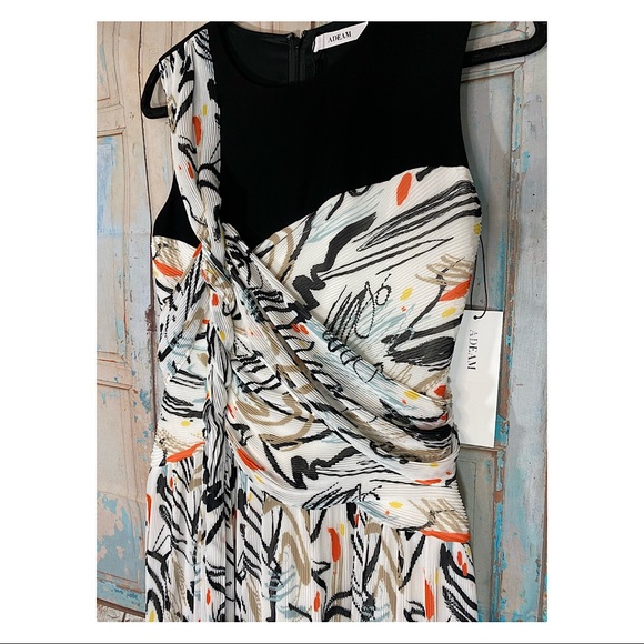 Adeam- NWT! Midi Combo Print Shoulder Detail Dress - Picture 6 of 16